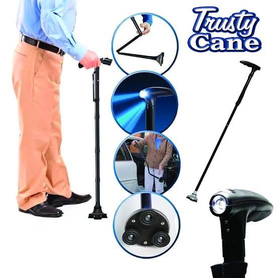 Magic Foldable Trusty Cane with Light (Black)