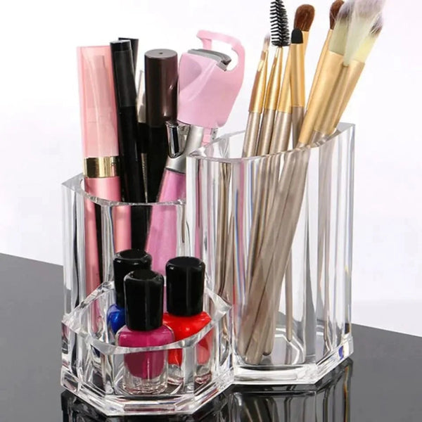 Clear Acrylic Plastic Cosmetic Makeup Brush Holder Organizer