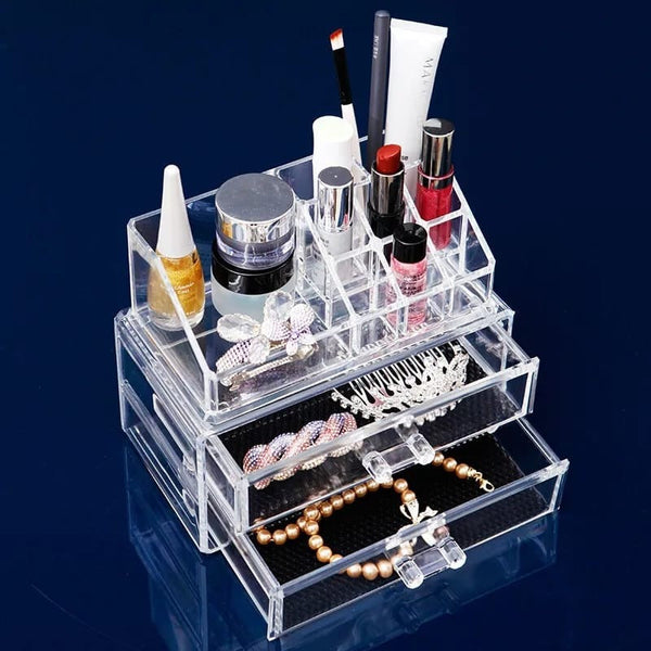 Cosmetic Organizer 2-layer Drawers Acrilico Desk Jewelry Organizer Acrylic Makeup Organizer Arrangement Storage Box