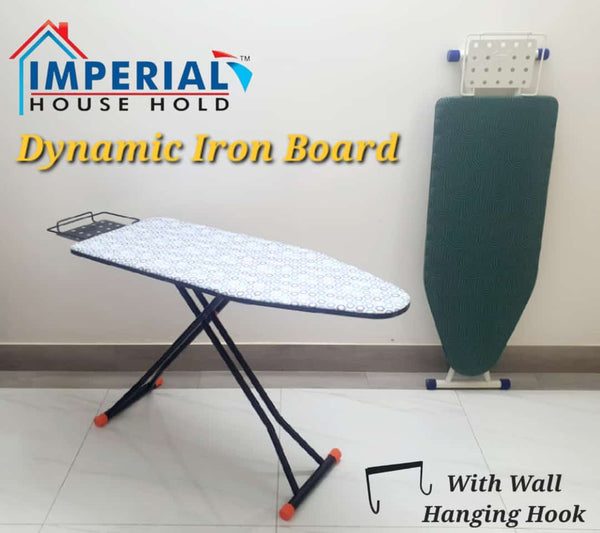 Foldable Deluxe Ironing Board with Big Steam Iron Station Holder