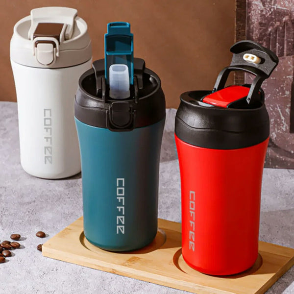 400 ml,  Stainless Steel, Leak-Proof Travel Mug with Straw