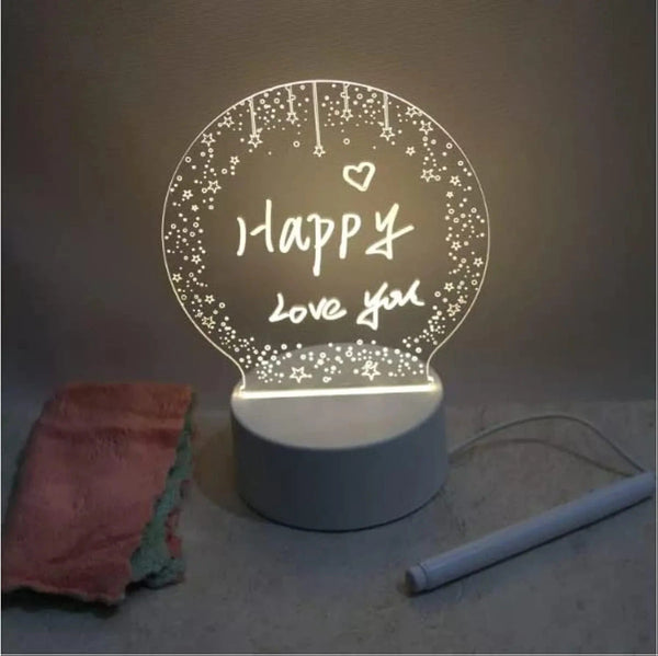 Bulb Shape Led Writing Board, 3D LED Note Night Lamp