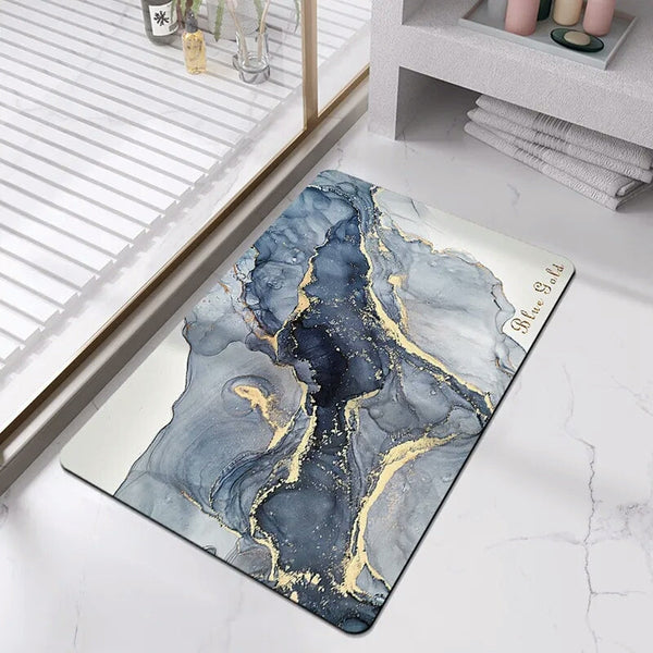 New Elegant Marble Print Sqaure Bath Mat Water Super Absorbent Non-Slip(B)