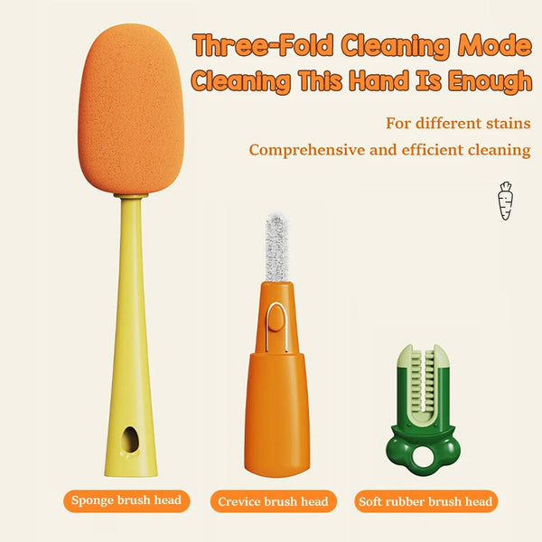 3 In 1 Bottle Cleaning Brush Sponge