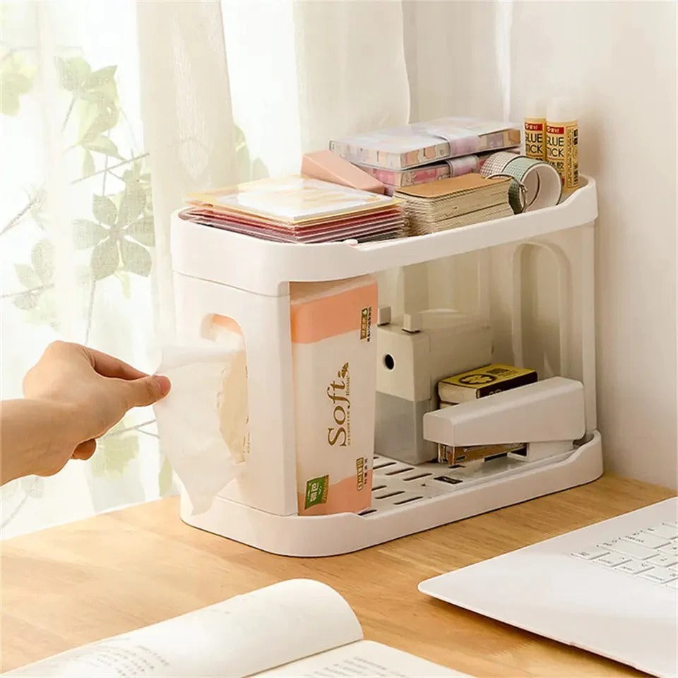 Plastic Desk Shelf, Multifunctional Double Layer Shelve