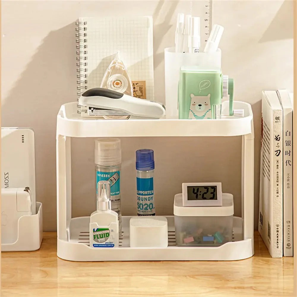 Plastic Desk Shelf, Multifunctional Double Layer Shelve