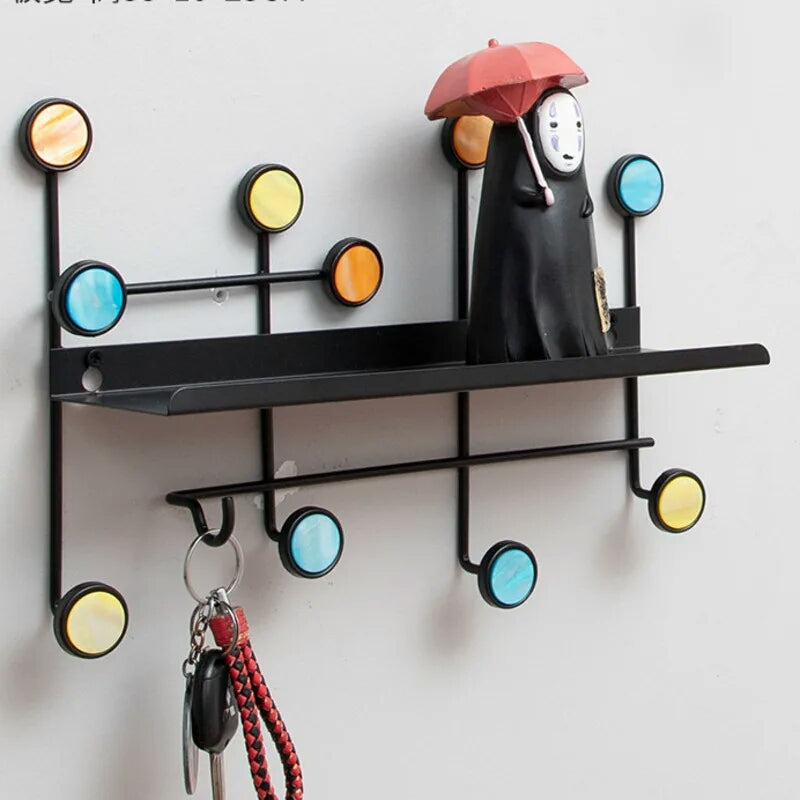 Nordic Style Wall Shelf With Hooks Square