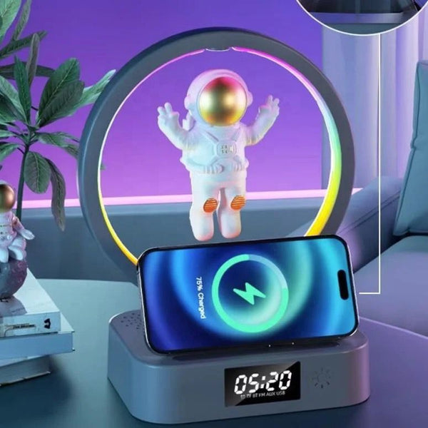 Led Astronaut Atomsphere Lamp Speaker And Wireless Charger