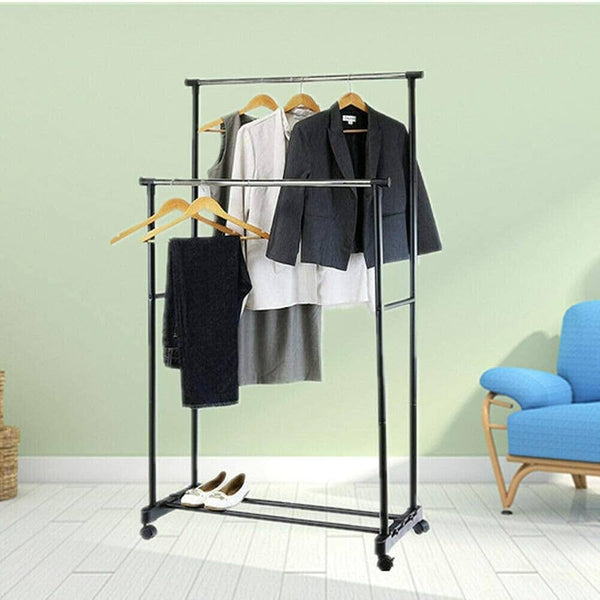 Double Pole Extendable Cloth Hanging Rack