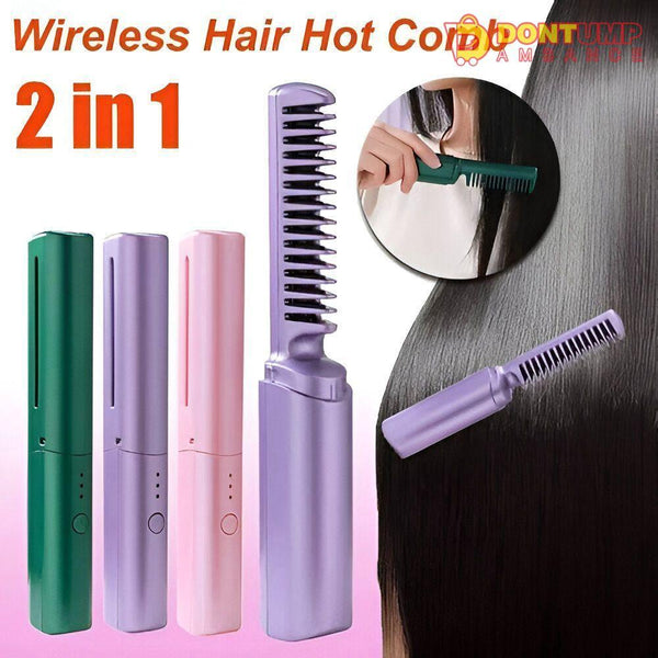 Cordless/Wireless Rechargeable Travel Comb Hair Straightener