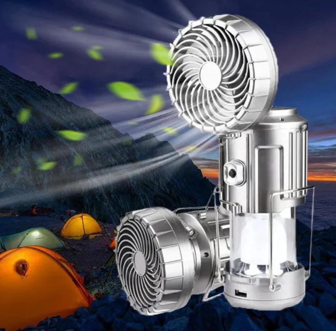 6 in 1 portable outdoor LED camping lantern with fan