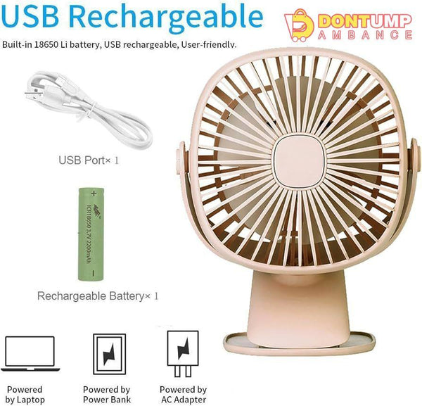 Mini Portable Fan with LED Lamp   360 Degree Rotation