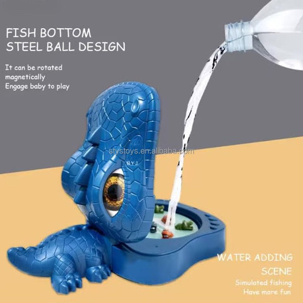 Crocodile Fishing Board Game 9 Crocodile and 2 Fishing Rod Fishing Plate Indoor Game Toys with Rotating Pond 