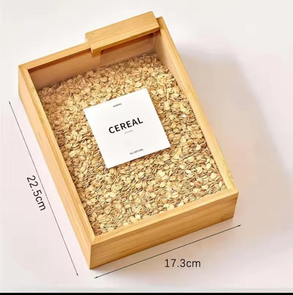 Premium Wooden Cereal Storage Dispenser – Airtight, Eco-Friendly Display Jar for Modern Kitchens & Retail Spaces