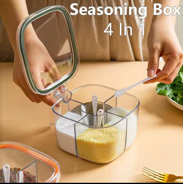 4 compartment spice organizer  Acrylic with 4 spoons  High Quality 