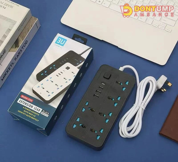 Power Extension 6 socket+ 3 USB+ 1 Type C Port