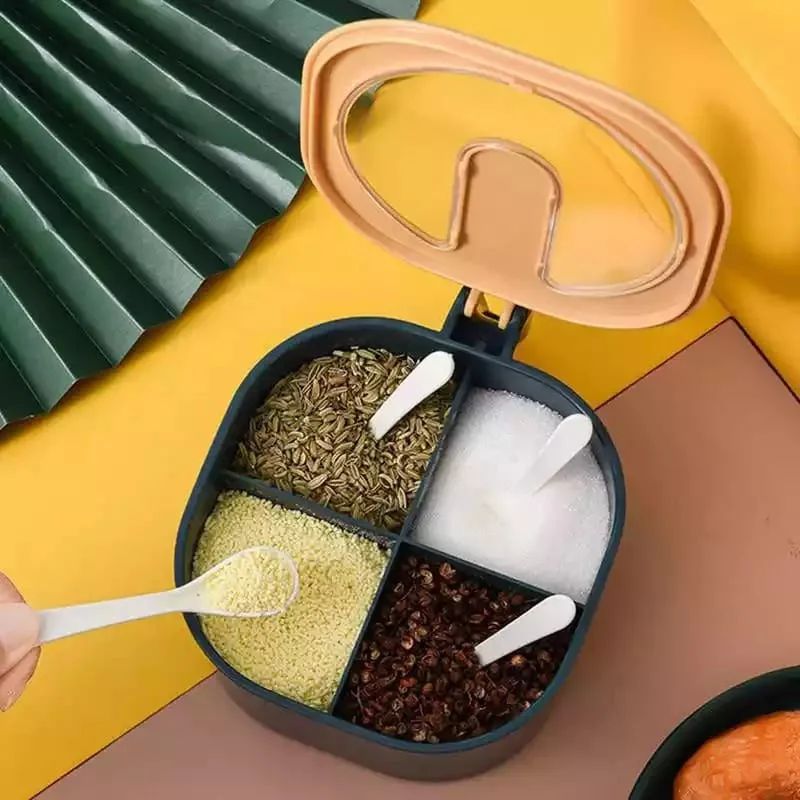 Pack of 2 4-in-1 Partition Kitchen Seasoning Boxes – Spice Storage Set
