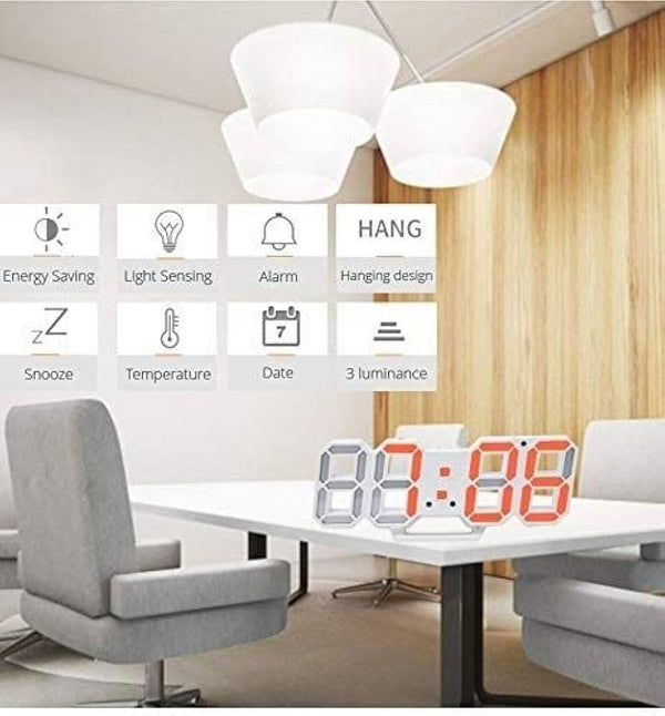 Multi-Functional Modern Design 3D LED Digital Clock 