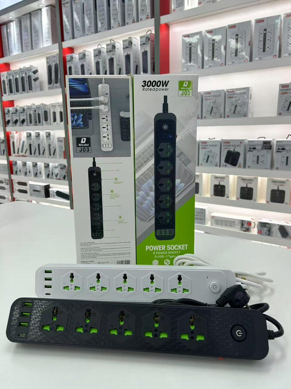 3000W Power Extension 4 socket + 3 USB + 1 Type C Port