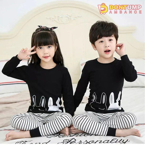 White And Black Sleeping Rabbit Print Kids Night Suit Baby &amp; Baba