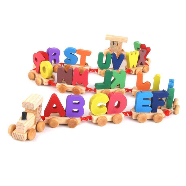 Wooden Alphabetic Model Train A – Z Alphabets Blocks Train