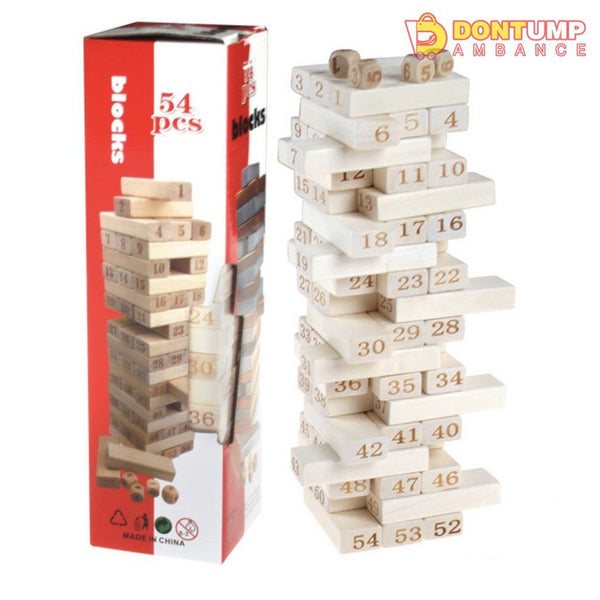 Wooden Stacking Tower (Jenga Blocks) – 54pcs/Pack