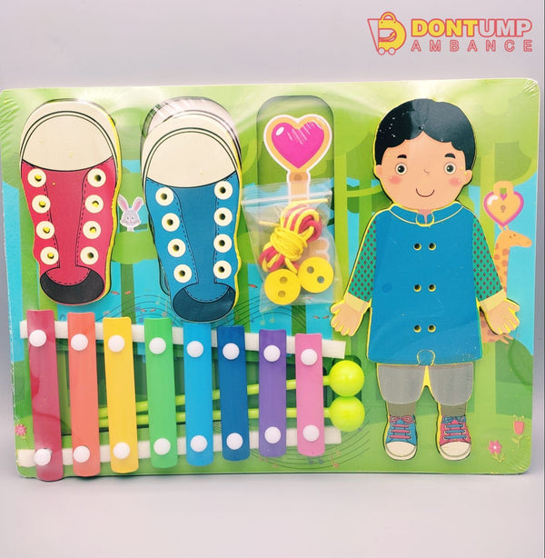 Wooden Xylophone and Threading Activity Board