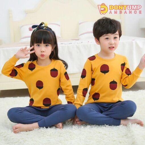 Yellow Nuts Printed Kids Night Suit Baby &amp; Baba