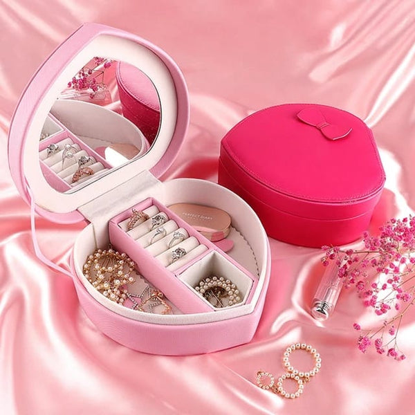 Heart Shape Mini Leather Jewellery Box