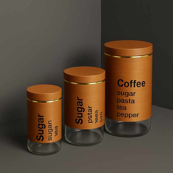 Premium Wooden Lid Glass Storage Jar Set – Coffee, Sugar & Kitchen Essentials (3 PCS)