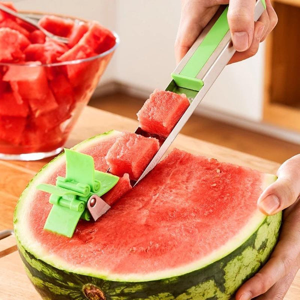 Multi Color Stainless Steel Watermelon Cutter Fruit Green Slicer,