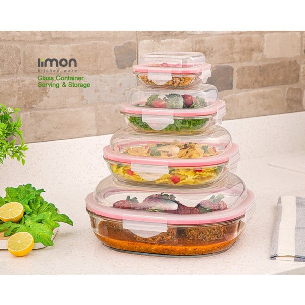 Limon 4 Pcs Glass Storage Box Container Set