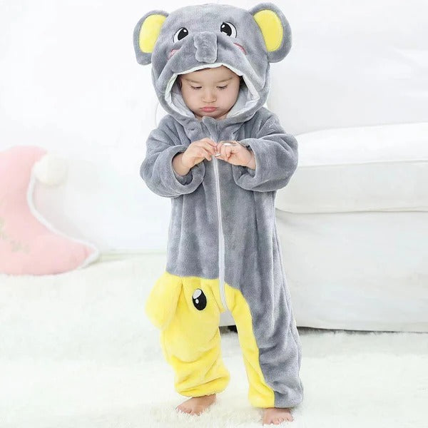 Animal Soft Fleece Costume JumpSuit Elephant