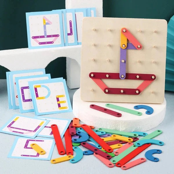 Nail Board Jigsaw Wooden Coloumn Puzzle Book