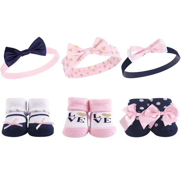 HeadBand And Socks/Booties 6 PCS Set