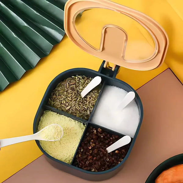 Nordic Contrast Color 4-Compartment Spice Jars Set