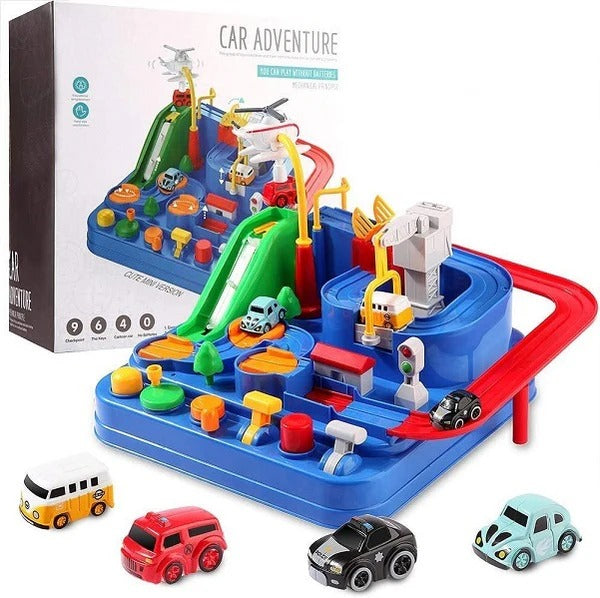 Car Advanture Race & Rescue Track With Magnetic Cars