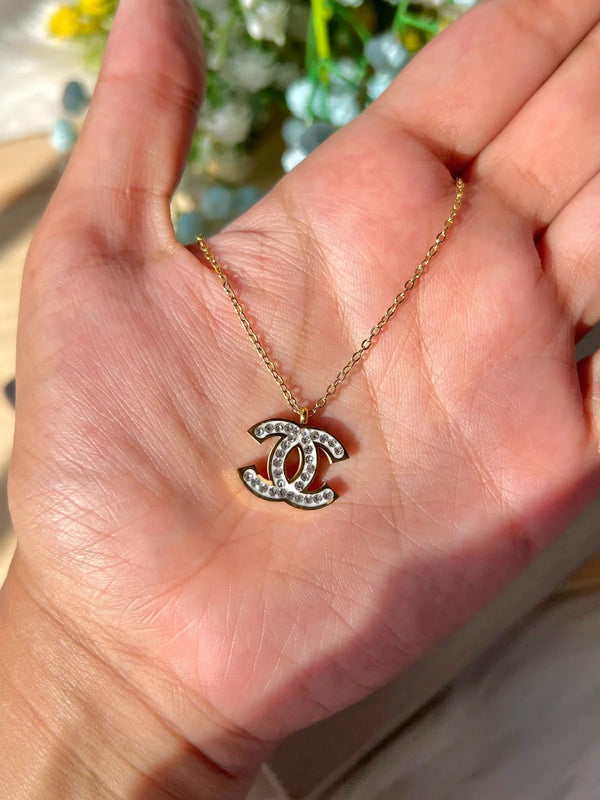 Stainless steel CC Stone Necklace