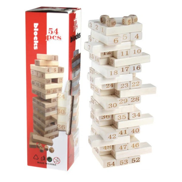 Wooden Stacking Tower (Jenga Blocks) 54 Peices / Pack