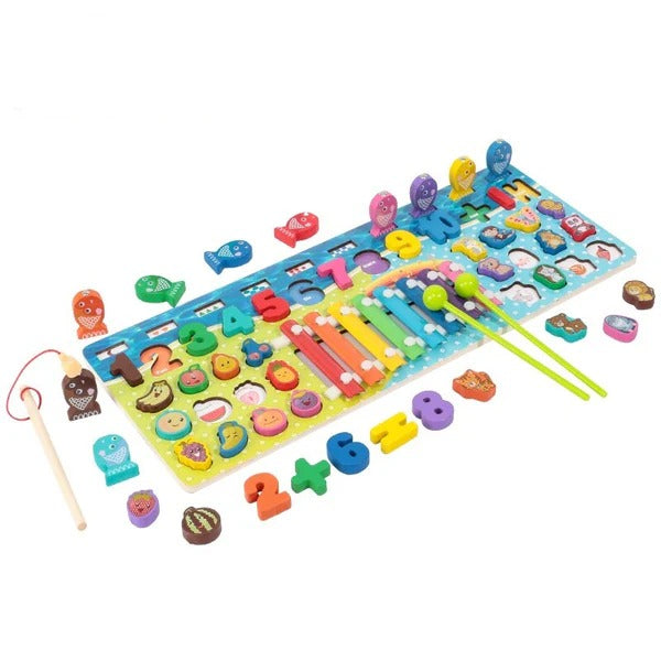 5 in 1 Wooden Puzzle Board with Xylophone