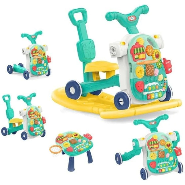 Huanger 5 In 1 Multifunctional Motor Bike Style Baby Walker - Random Colour