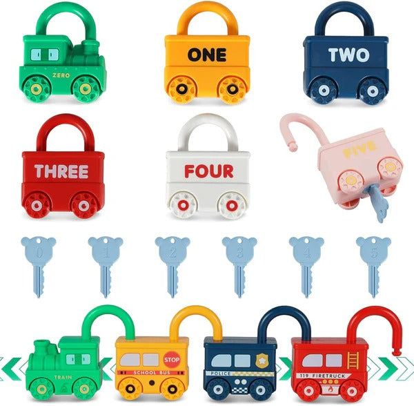 Number recognation Matching lock And key Train Set