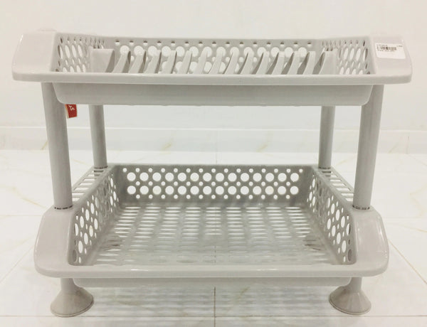 Three-Tier Plastic Dish Rack and Storage Shelf