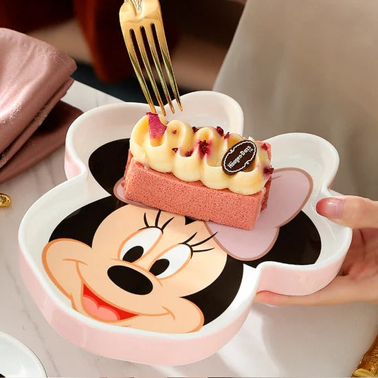 MICKEY & MINNIE MOUSE CERAMIC TRAY CUTE DESIGN MICROWAVE SAFE HEAT-RESISTANT FRUIT PLATE