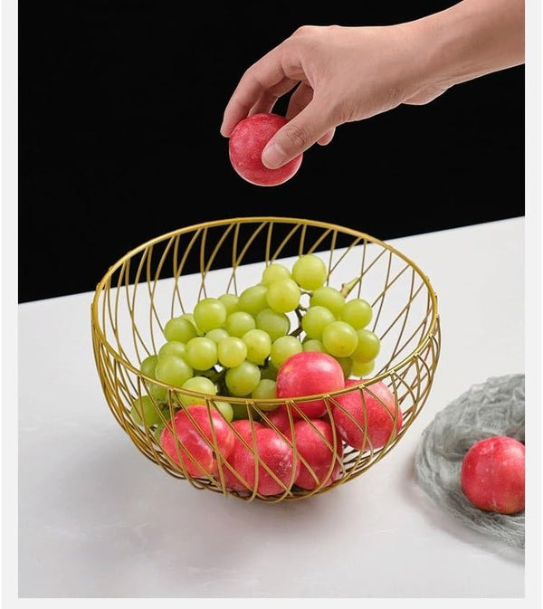 Metallic Wire Basket and Gold Serving Plates