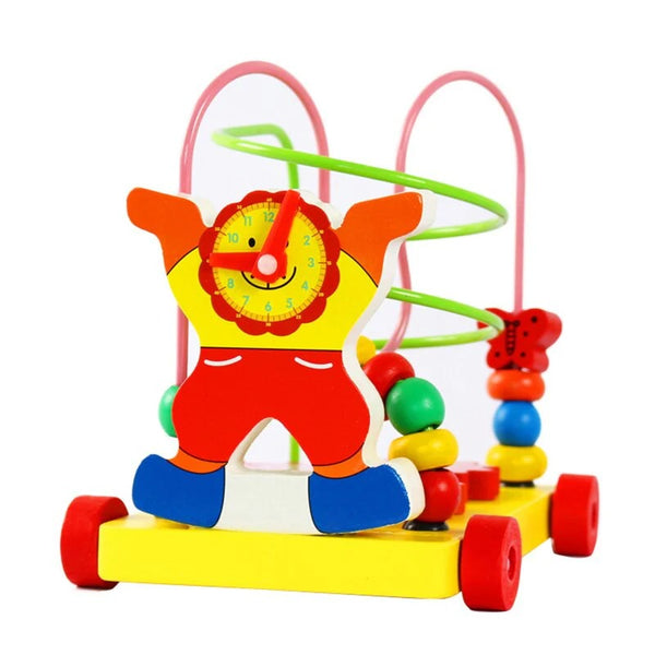Cute Clown String Round Beads Woodn walker