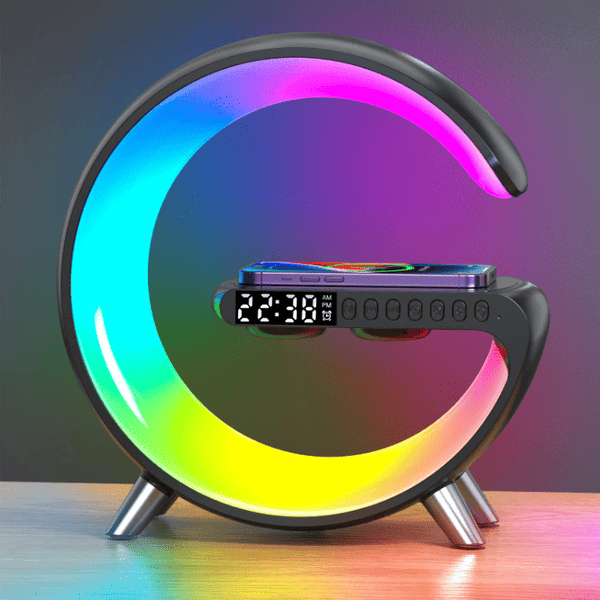 SHOPPERSCART™ G-SHAPED WIRELESS CHARGER LAMP + SPEAKER + COUNTER CLOCK