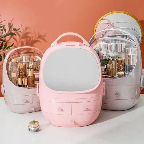 Portable Cosmetic Organizer With led light Mirror