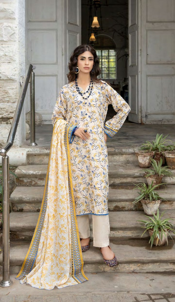 ZESH UNSTICHED PRINTED PREMIUM LAWN (3 PIECE)