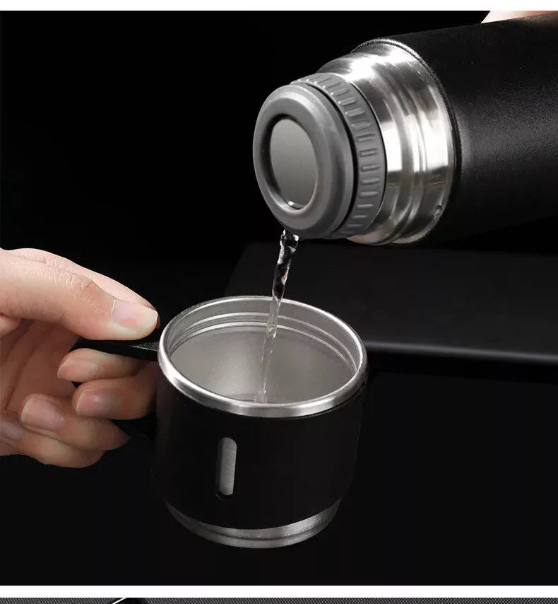 500ml Vacuum Thermos Flask With 2 Cups Gift Set - Stainless Steel